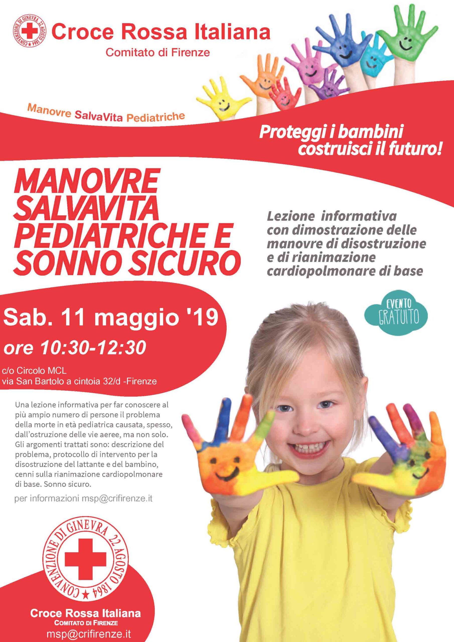 11 maggio 2019 – Lezione informativa Manovre Salvavita Pediatriche e Sonno Sicuro