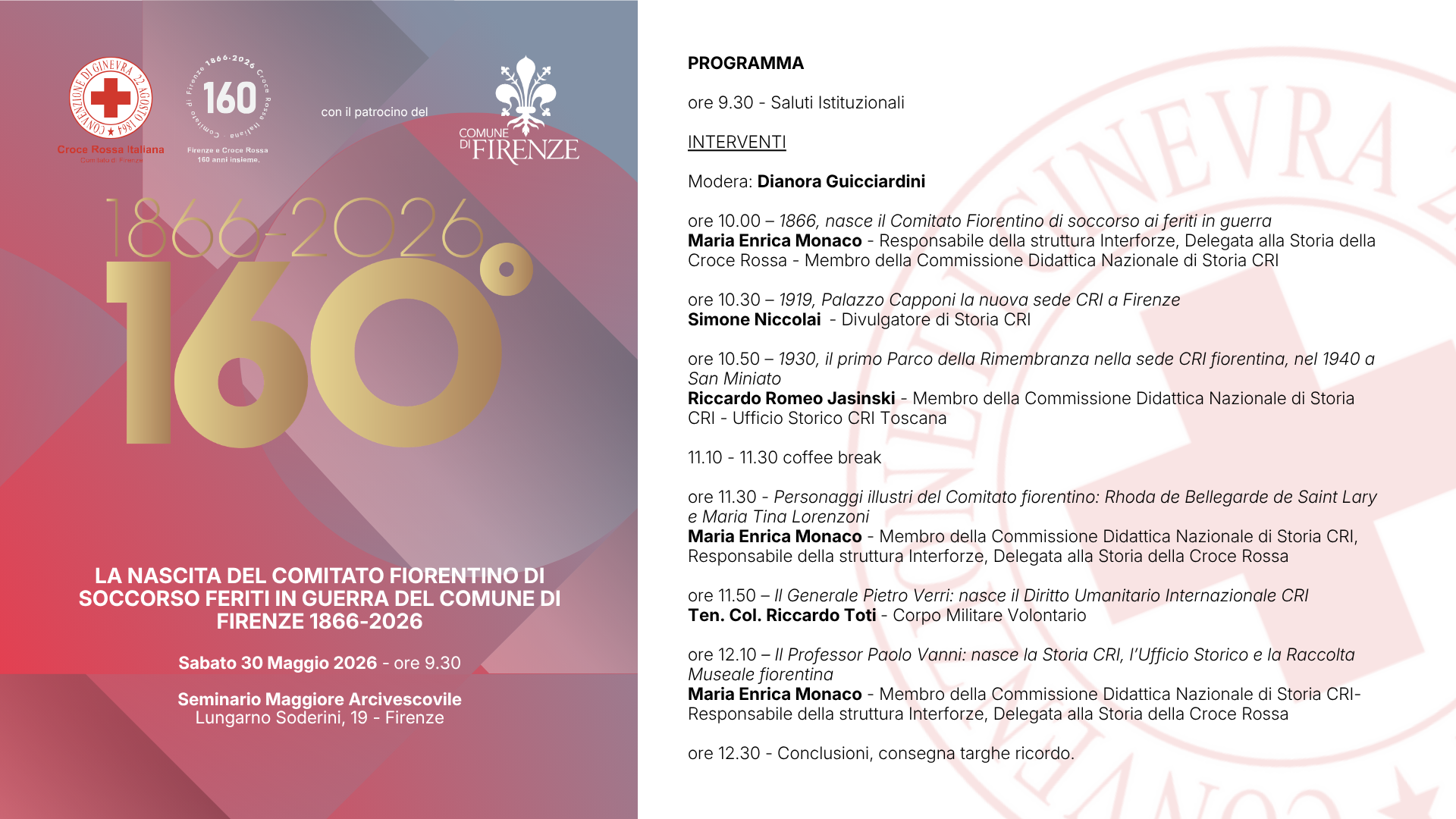 Convegno “La nascita del Comitato fiorentino di soccorso ai feriti in guerra del Comune di Firenze” 1866/2026